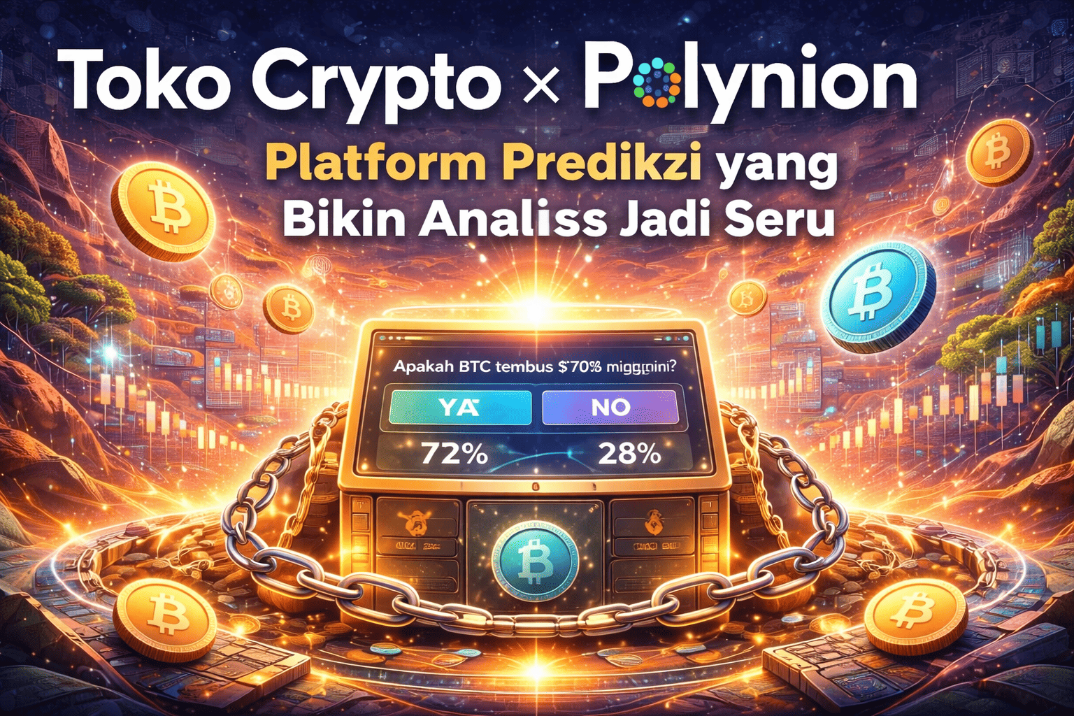 Ilustrasi platform prediction market Toko Crypto x Polynion